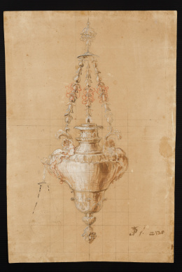 188.  ESCUELA ESPAÑOLA, PP. SIGLO XVIII. Estudio para una lámpara.1706.