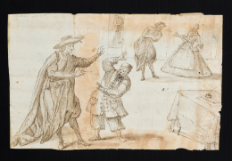 187.  ESCUELA ESPAÑOLA, PRIMER TERCIO SIGLO XVIII.Estudio de personajes de teatro..