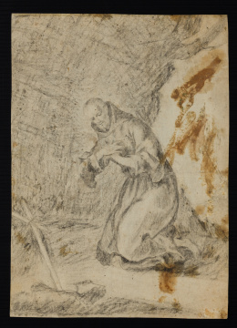 181.  ESCUELA ESPAÑOLA, SEGUNDA MITAD SIGLO XVIII. San Francisco de Asís en oración..