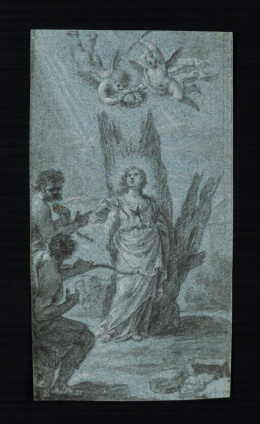 234.  CÍRCULO DE MARIANO SALVADOR MAELLA Y PÉREZ (Escuela española, siglo XVIII)Martirio de Santa Úrsula..