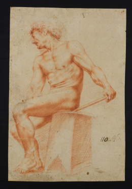 207.  ESCUELA ESPAÑOLA, SEGUNDA MITAD SIGLO XVIII.Desnudo masculino sentado..