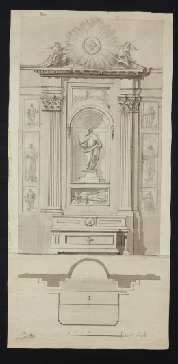 177.  LORENZO ALONSO (1750 - 1810). Proyecto para un retablo neoclásico.h. 1790 - 1808..