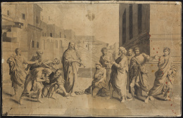 147.  SEGÚN NICOLAS POUSSIN (Escuela francesa, primer cuarto del siglo XIX)Cristo y la mujer adúltera..