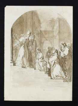 160.  LUIS LÓPEZ PIQUERPresentación de la Virgen en el Templo (anv)María Magdalena llorosa ante el pie de la Cruz (?)Santa Elena adorando el mástil de la Cruz (?) (rev.).h. 1826- 1827..