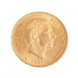 396.  Moneda de 25 ptas de oro de Alfonso XII.1881.MS. M.