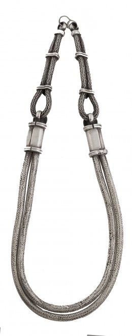 301.  Cadena leontina de doble cordón en plata de pp. S. XX
