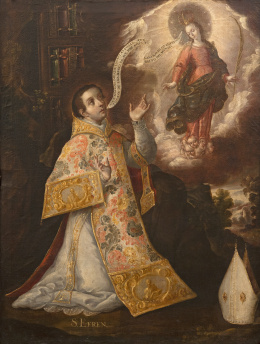1006.  JUAN RODRÍGUEZ JUÁREZ (Ciudad de México, 1675-1728)​San Efrén dirigiendo su cántico a la Virgen