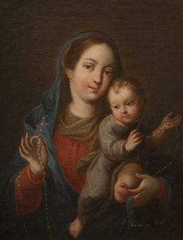 1001.  BENITO VELÁZQUEZ (Puebla, siglo XVIII)Virgen del Rosario