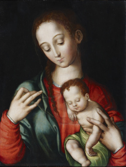 938.  LUIS DE MORALES (Badajoz, 1510/20-1586)Virgen con el Niño
