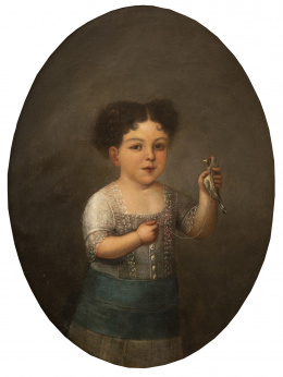 980.  ESCUELA ESPAÑOLA, SIGLO XIXRetrato de niño con pajarito