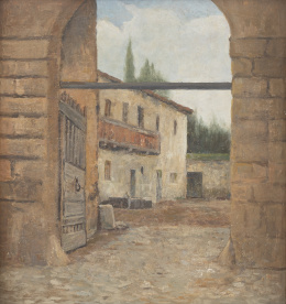 759.  ATRIBUIDO A TOMÁS MORAGAS Y TORRAS (Gerona, 1837-Barcelona, 1906)Pueblo
