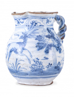 969.  Jarro de cerámica esmaltada en azul de cobalto.Talavera, S. XVIII.