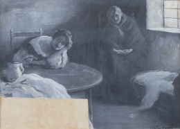 762.  JOSEP MARÍA TAMBURINI Y DALMAU (Barcelona, 1856-1932)Interior con figuras