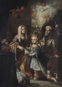 783.  CÍRCULO DE ANDRÉS PÉREZ (Escuela sevillana, h. 1700)La Educación de la Virgen