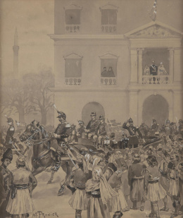 769.  ALFRED PRONIER (Escuela francesa, siglo XIX)Desfile militar