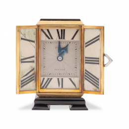 272.  Reloj Art Decó JANESICH  breveté de sobremesa con diseño de armarito en oro y esmaltes numerado 0164325