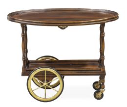 640.  Carrito de madera tallada y torneada con alas y ruedas de metal dorado.Años 80.