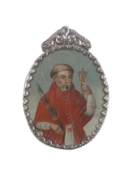 844.  ECUELA PERUANA, H. 1800San Ramón Nonato y San Antonio de Padua (anverso y reverso)
