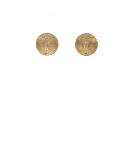 303.  Dos monedas de 50 pesos mexicanos en oro