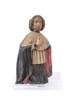 986.  “Caballero”.Figura escultórica en cera policromada.Trabajo posiblemente flamenco, S. XVIII.