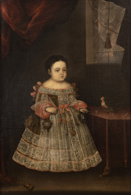 858.  ANÓNIMO NOVOHISPANO, FF. SIGLO XVIIRetrato de D. Antonio Cayetano Delgado vestido como un príncipe