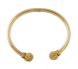 160.  Pulsera rígida articulada, rematada con dos esferas caladas con decoración vegetal