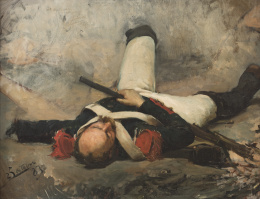 794.  JOAQUÍN SOROLLA Y BASTIDA (Valencia, 1863 - Madrid, 1923) Soldado muerto. Estudio para el cuadro del Dos de mayo de 1808