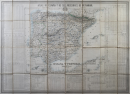 777.  FRANCISCO COELLO DE PORTUGAL Y QUESADA  (1822-1898) y PASCUAL MADOZ IBÁÑEZ (1806-1870)Mapa de España: Atlas de España y de su posesiones de ultramar, España y Portugal