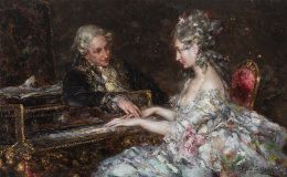 783.  JUAN PABLO SALINAS (Madrid, 1871-Roma, 1946)Cortejo al piano