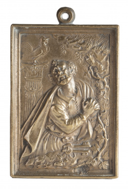 979.  San PedroPlaca devocional de bronce.España, S. XVII - XVIII.
