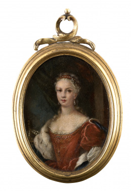 697.  ESCUELA NAPOLITANA, H. 1750Retrato de María Amalia de Sajonia con corona real