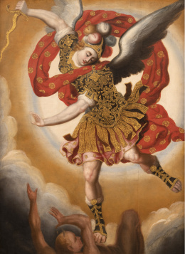 714.  ATRIBUIDO A BASILIO DE SANTA CRUZ PUMACALLAO (Cuzco, 1635-1710, activo entre 1661-1700)San Miguel Arcángel