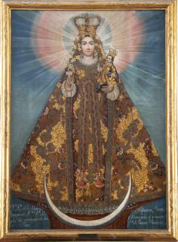 709.  ATRIBUIDO A LUIS NIÑO (Potosí- Bolivia, activo entre 1737 y 1750)Verdadero retrato de Nuestra Señora de la Misericordia