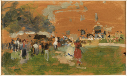 937.  JOAQUÍN SOROLLA Y BASTIDA (Valencia, 1863 - Madrid, 1923)Apunte con figuras, h. 1900