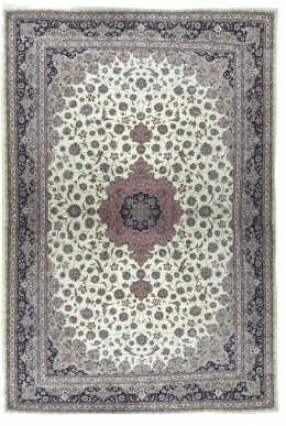 1282.  Alfombra en lana en azul, granate y campo amarillo.Persia.