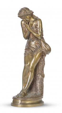 1264.  Jean Jules Cambos (1828-1917)."La cigale".Escultura en bronce. Firmada.