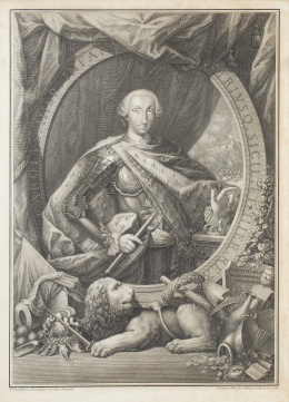 1090.  FILIPPO MORGHEN (1730-1777) SEGÚN CAMILLUS PADERNI (1720-1770)Retrato de Carlos III de Borbón