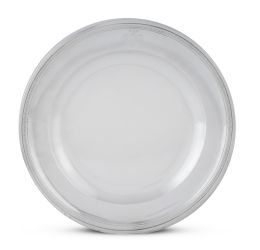 1097.  Fuente circular de plata con escudo grabado y decoración de hojas en el perímetro. Con marcas. Ley 950.París, (1809-1819).