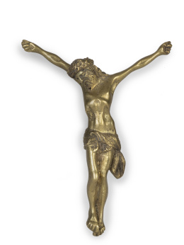 915.  Cristo de bronce dorado.S. XVIII.