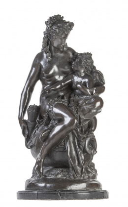 1314.  Albert Carrier-Belleuse* (1824-1887).Venus con amorcillo.Escultura en bronce patinado. Firmada "A. Carrier-Belleuse".Francia, S. XIX.