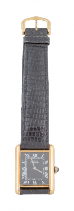 460.  Reloj de pulsera CARTIER Tank Must de señora en plata plaqué or