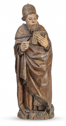 1233.  San Antonio Abad.Madera tallada y policromada.Taller de Bahía, Castilla, último cuarto del S. XV.