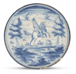 557.  Salvilla de cerámica esmaltada en azul de cobalto.Talavera, h. 1720-1750.