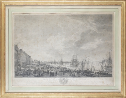 774.  CHARLES NICOLAS COCHIN (1715-1790)"Vue de la ville et du port de Bordeaux prise coté des Salinières"