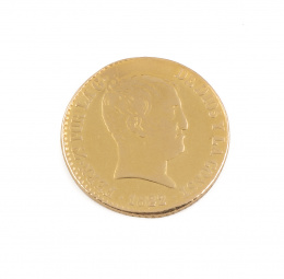 378.  Moneda de 2 escudos en oro Fernando VII Madrid 1822.M. RS. 