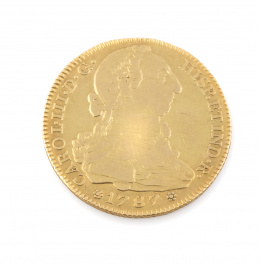 374.  Moneda de 4 escudos en oro de Carlos III Madrid 1787.M. DV. 