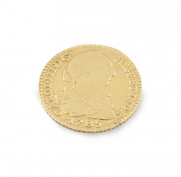 375.  Moneda de un escudo de oro de Carlos III 1785. M. DV.