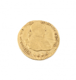 377.  Moneda de 1 escudo en oro de Fernando VII .Popayan.P. IF.