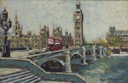 948.  JOSÉ ANTEQUERA ÁLVAREZ (Sevilla, 1935)Vista del Puente de Westminster, Londres, 1977