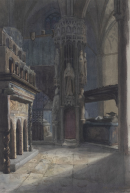 929.  ALEJANDRO FERRANT FISCHERMANS (Madrid, 1843 1917)Interior de iglesia